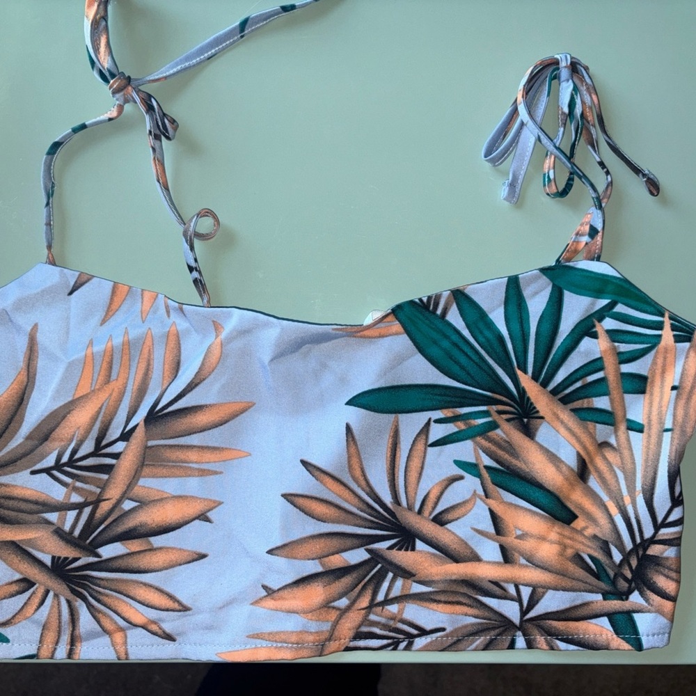 SHEIN Green and Tan Leaf Print Tank and Short Set